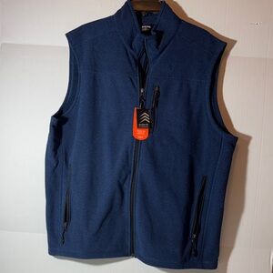 Solaris Men's Navy Fleece Vest with Zippered Pockets